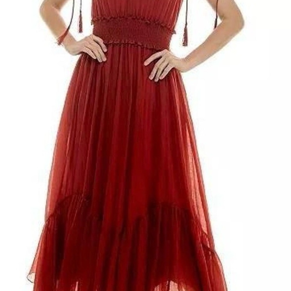 NWT Women's Taylor Smocked Empire Waist Midi Dress SIZE Small Auburn color - Picture 12 of 15